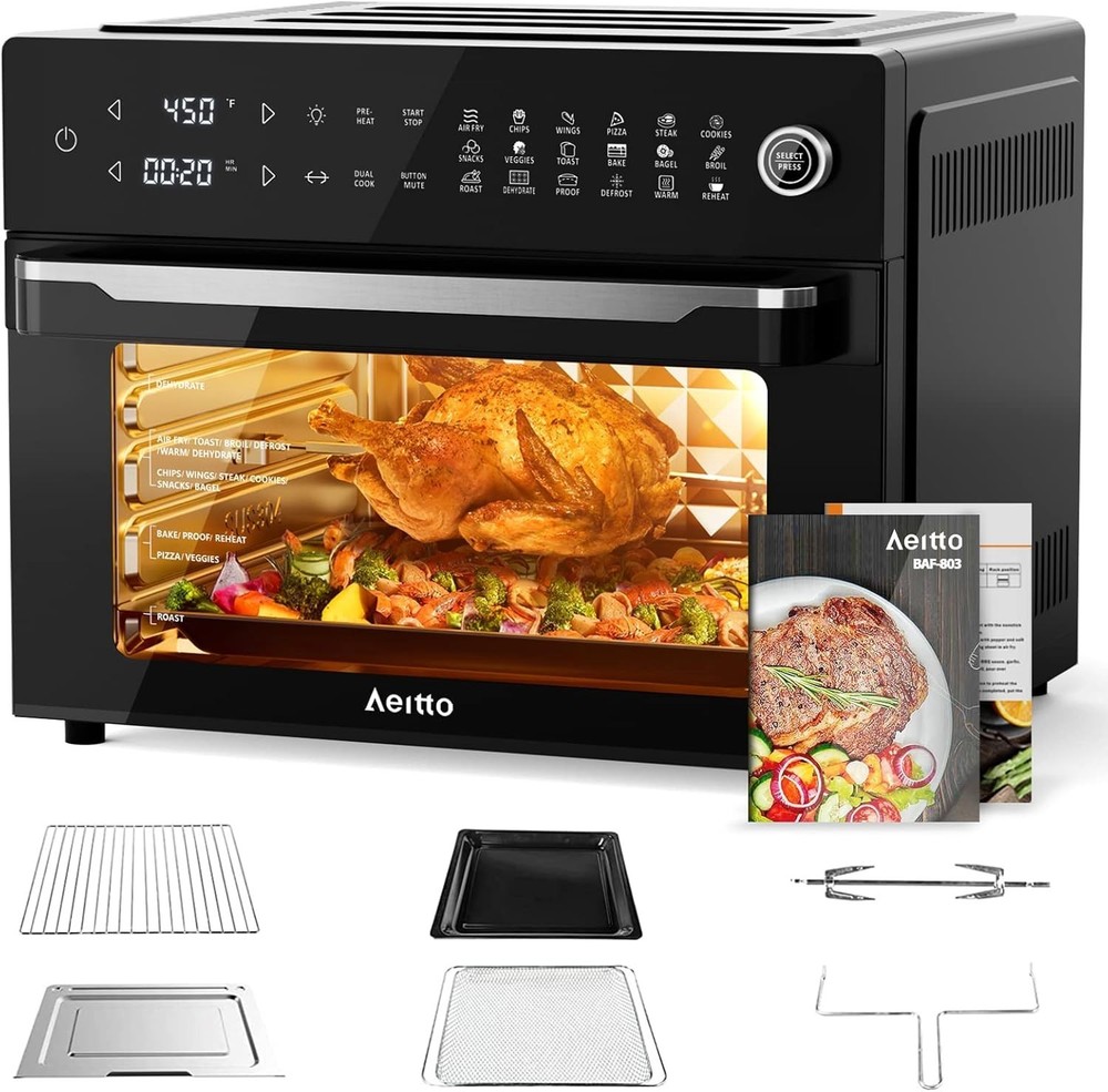 NEW 32-Quart PRO Large Air Fryer Oven Toaster Oven Combo  Rotisserie Dehydrate