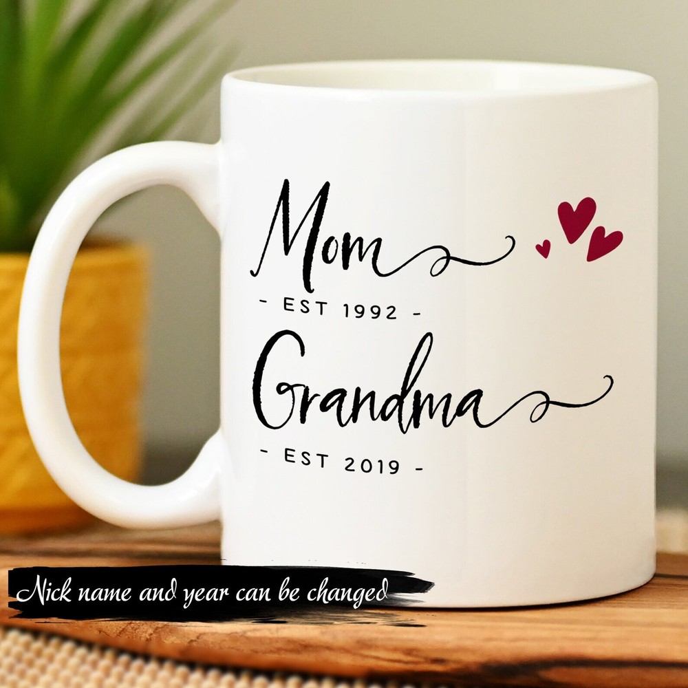 Mom Est Grandma Est Custom Mug Personalized Mom Est Grandma Est Mug Mom Grandma