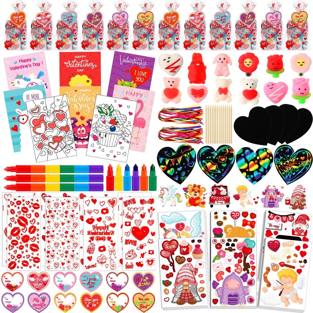 246 Pcs Valentines Day Party Favors 24 Pack Valentines Goodie Bags Stuffers w...