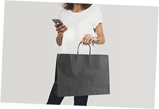 100Pcs 16x6x12 Inch Black Gift Bags - Sturdy Shopping Bags Bulk Pack