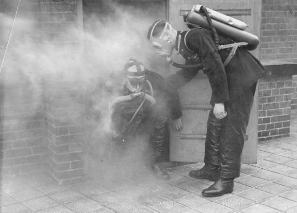 Firemen At The London Fire Brigade Headquarters At Millbank 1939 Old Photo