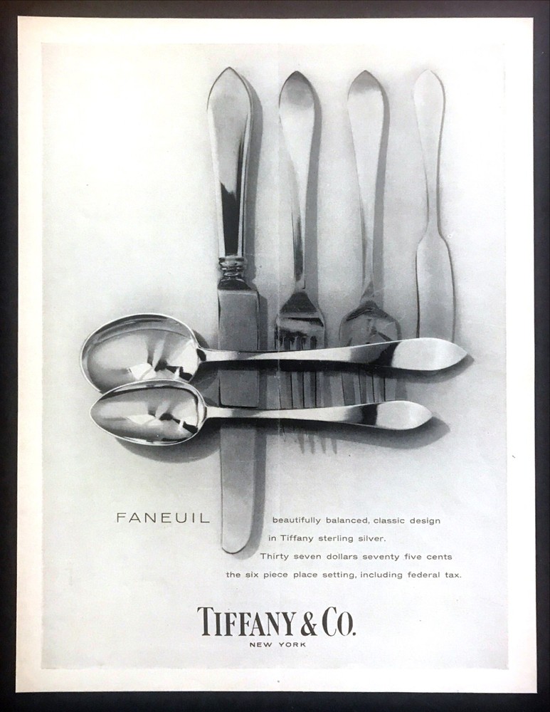 1959 Tiffany & Co. Faneuil Design Sterling Silver Place Setting photo print ad