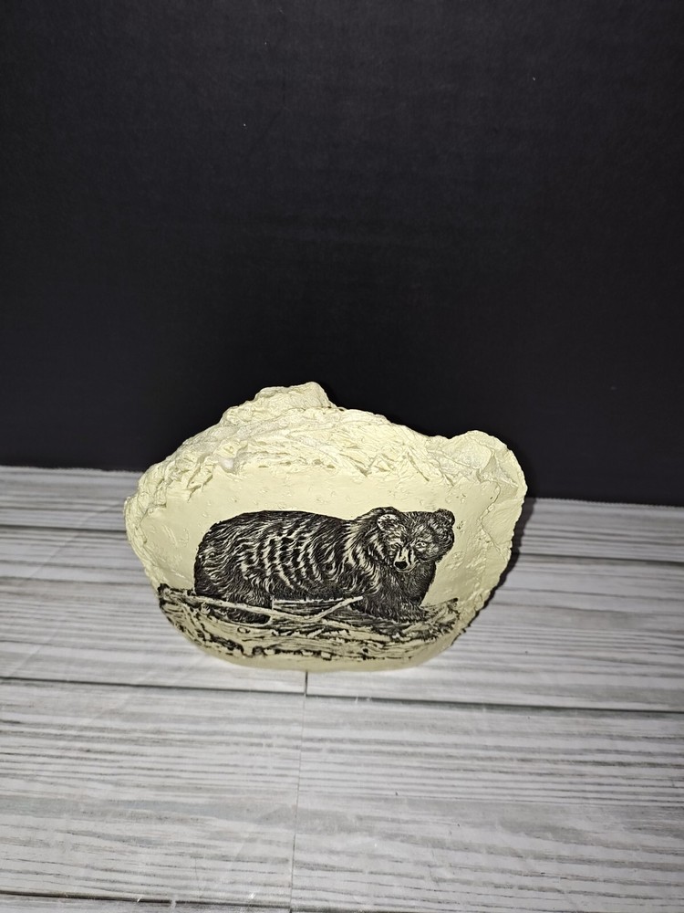 Hand-Carved Resin Grizzly Bear Hunting Cabin Wilderness Decor