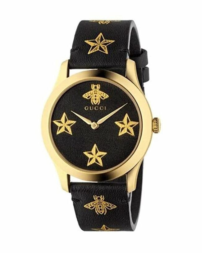 Gucci G-Timeless Black Dial Leather Strap Watch for Women YA1264055 $1100