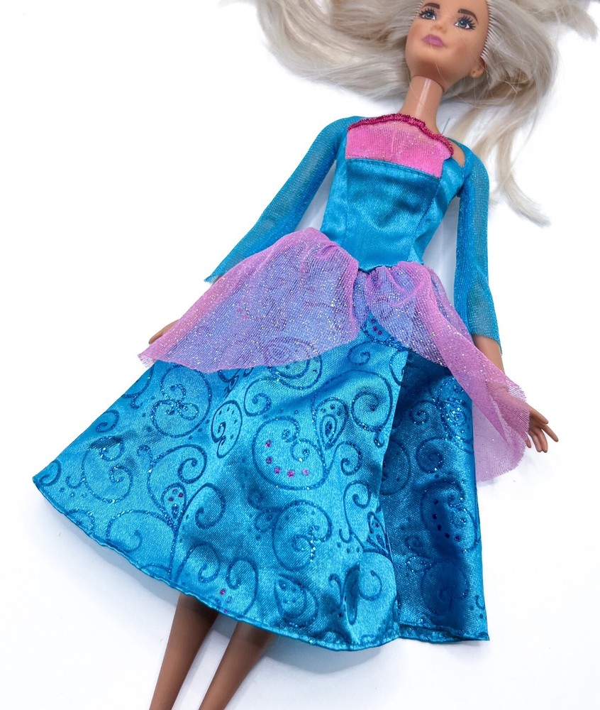 Barbie As The Island Princess Rosella Doll Blue Pink Dress Gown (Read)
