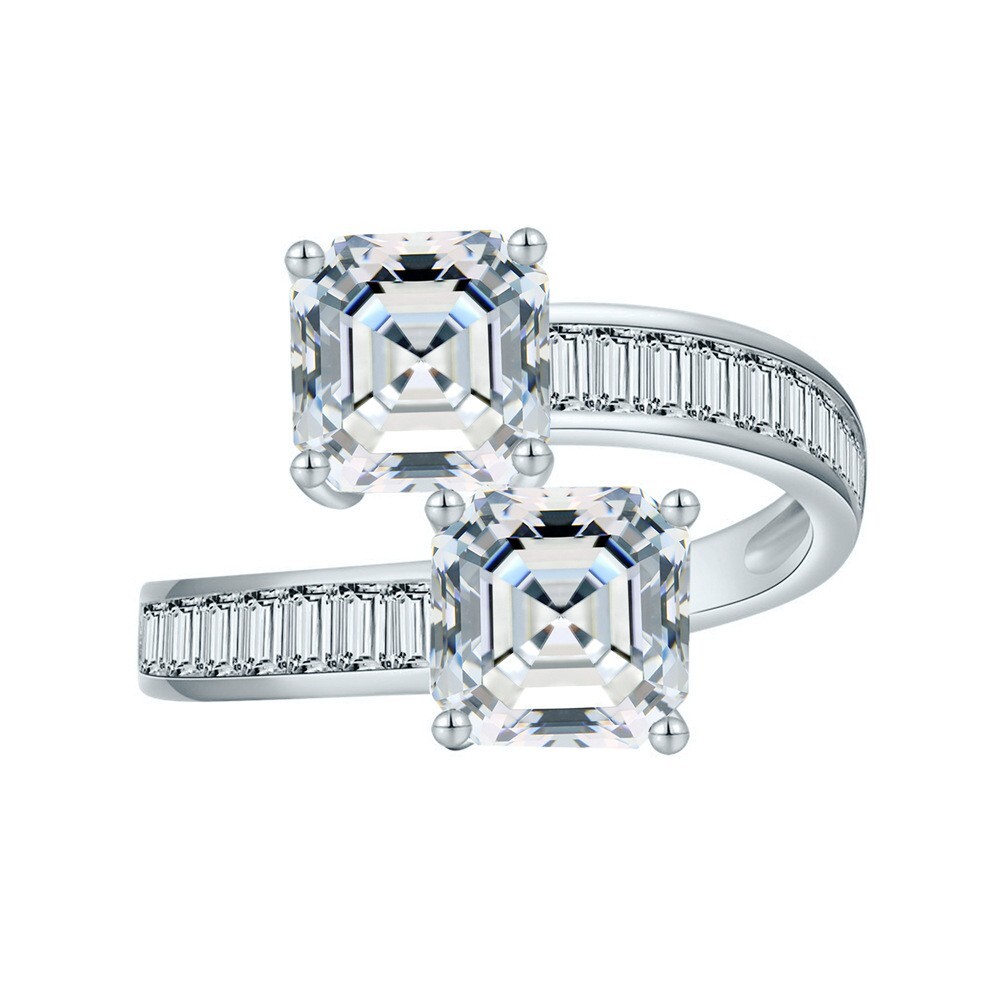 2ct Moissanite 7x7mm 925 Silver Adjustable Ring for Women