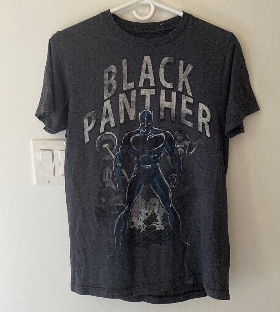 Marvel T-Shirt Black Panther Men's Grey Size Small