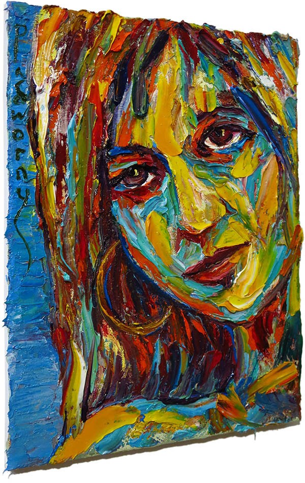 MODERN WOMAN GIRL ART SIGNED FEMALE OIL PAINTING ABSTRACT PORTRAIT VINTAGE DECO