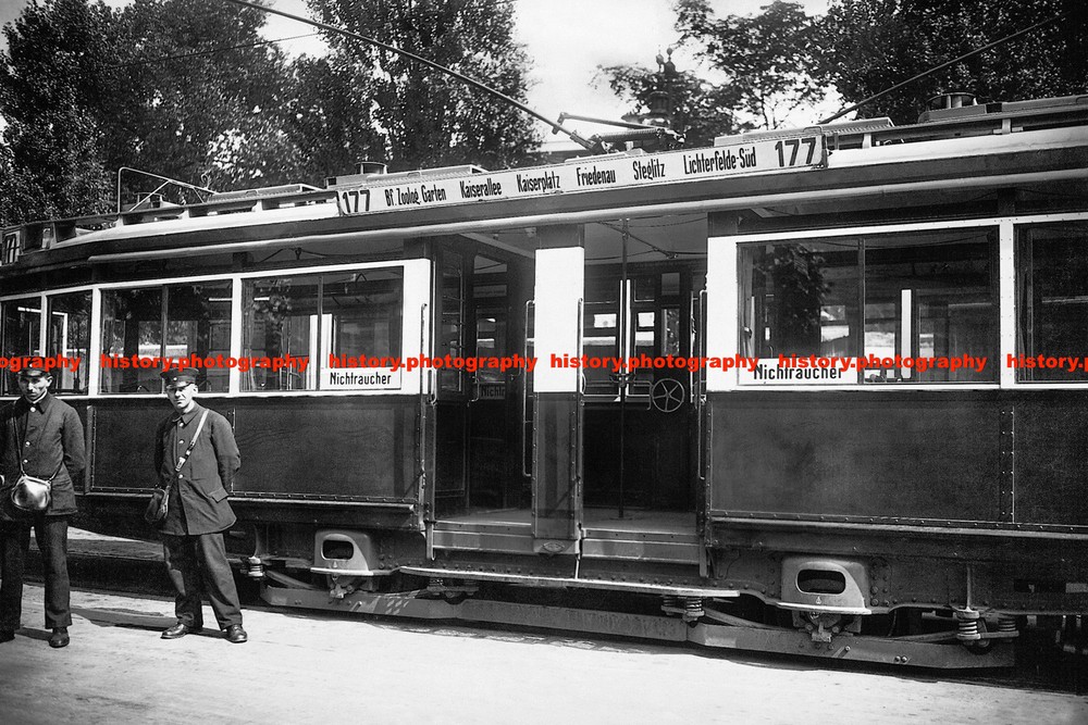 F020500 Conductors in front of tram cars Zoo train station Berlin Germany 1927 N