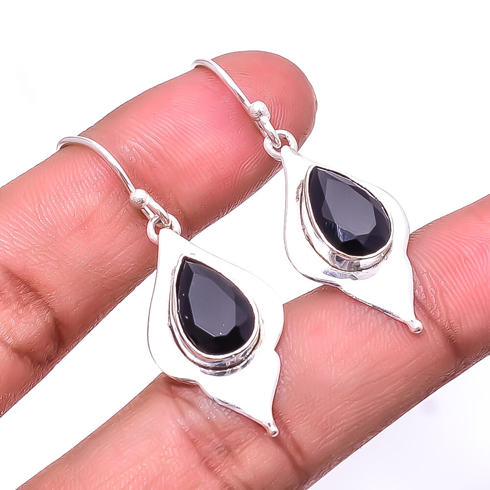 Black Onyx Designer Handmade 925 Sterling Silver Earring 1.76