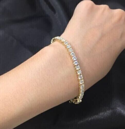 Women’s 8Ct Round Lab Diamond Tennis Bracelet in 14K Gold Plated
