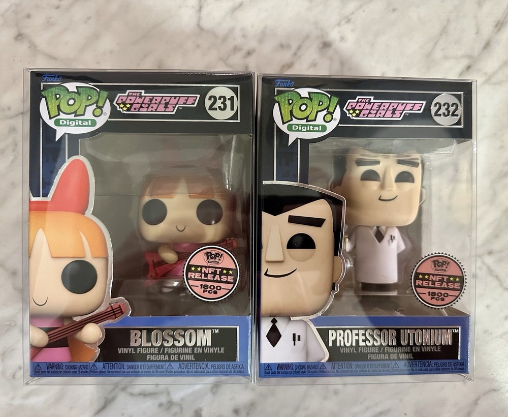 Funko POP! The Powerpuff Girls Professor Utonium 232 & Blossom 231 W/ Protectors