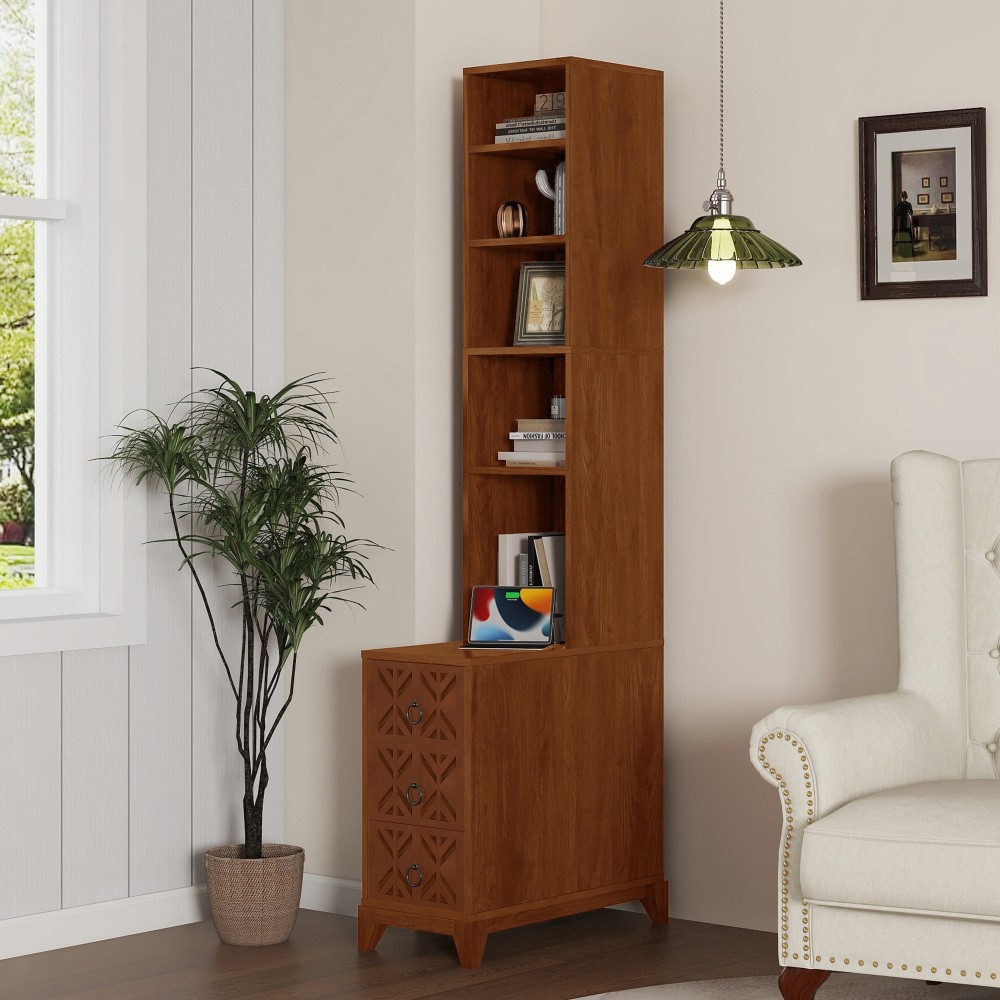 End Table W 3 Drawers Corner Table W 4 Open Shelves Tall Side Table