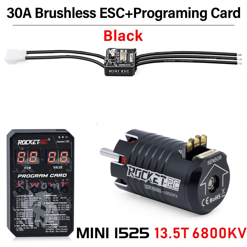 ROCKET-RC 1525 Sensored Brushless Motor 6800KV 30A ESC for 1/28 1/24 Mini RC Car