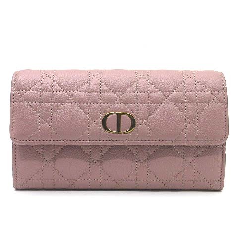Dior Caro Canage Bifold Wallet in Pink Leather for Women