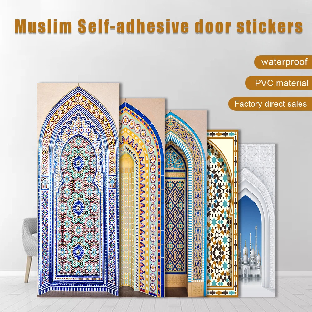 2pcs Muslim Style DIY Door Art Mural Sticker for Home Decor