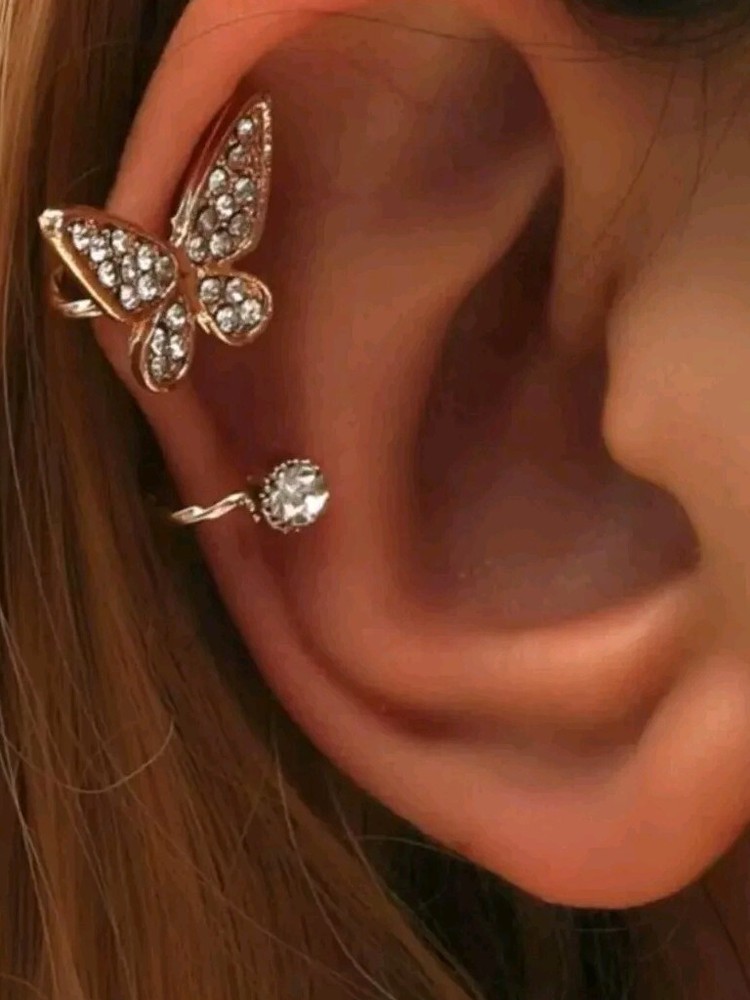 Butterfly Gold Ear Cuff No Piercing Minimalist 18k Jewelry Birthday Gift