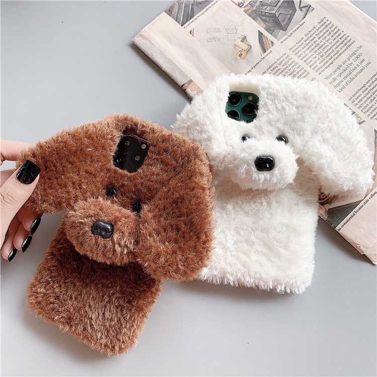 For iphone Samsung Phone Case 3D Cute Cartoon Plush Fluffy Dog Shockproof Covers