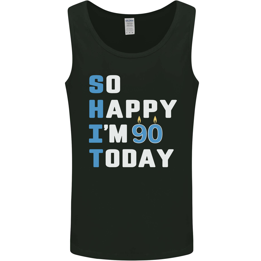 So Happy Im 90 Today Funny 90th Birthday Year Old Mens Vest Tank Top
