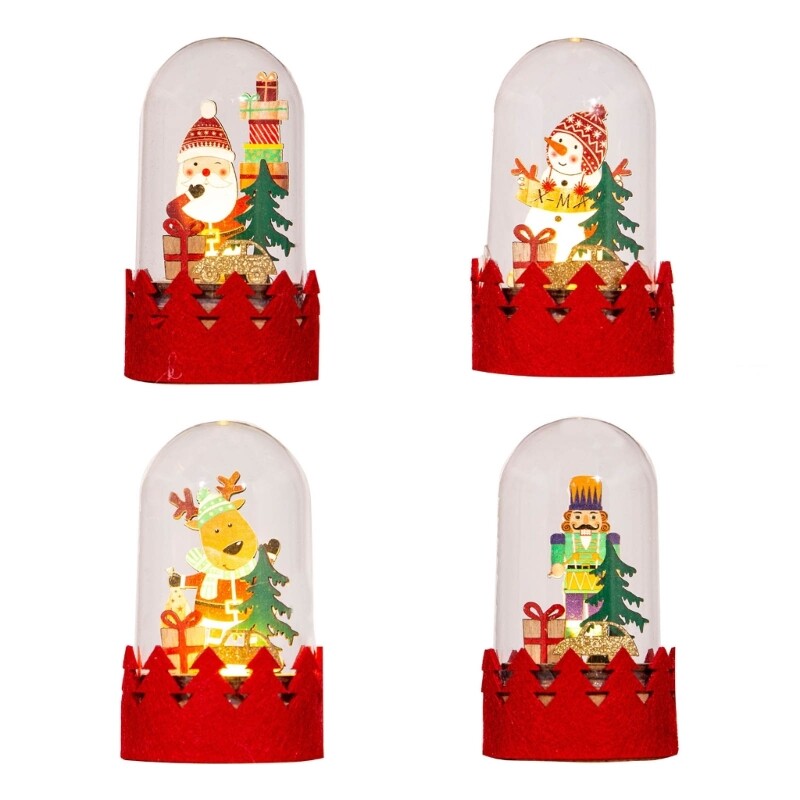 LED Christmas Wooden Ornaments DIY Luminous Holiday Decor