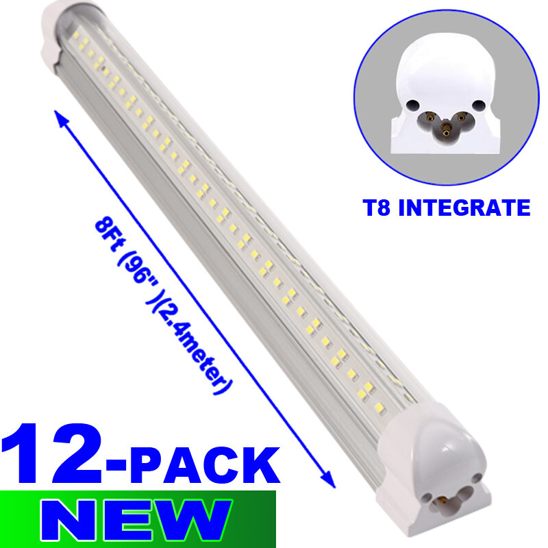 12/Pack 8 Foot Led shop lights 8ft 144W Led Tube Light Bulbs Integrated Fixture