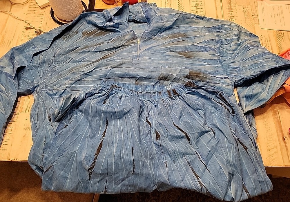 Vintage 80s Blue Tie-Dye Parachute Pants and Top Set-image