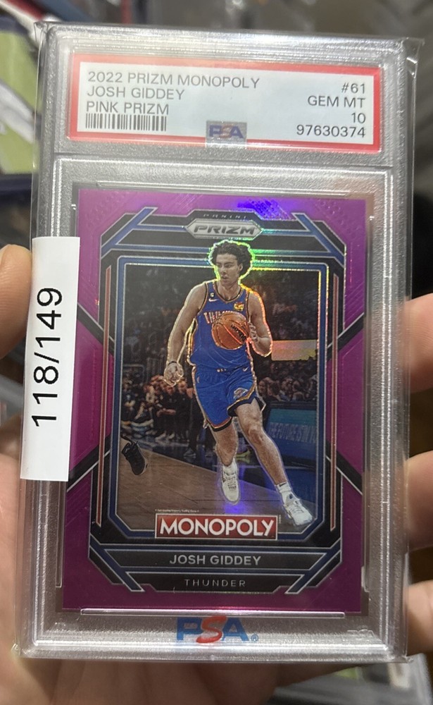 2022-23 Prizm Josh Giddey Pink True Prizm /149 PSA 10 Gem Mint Rookie Card