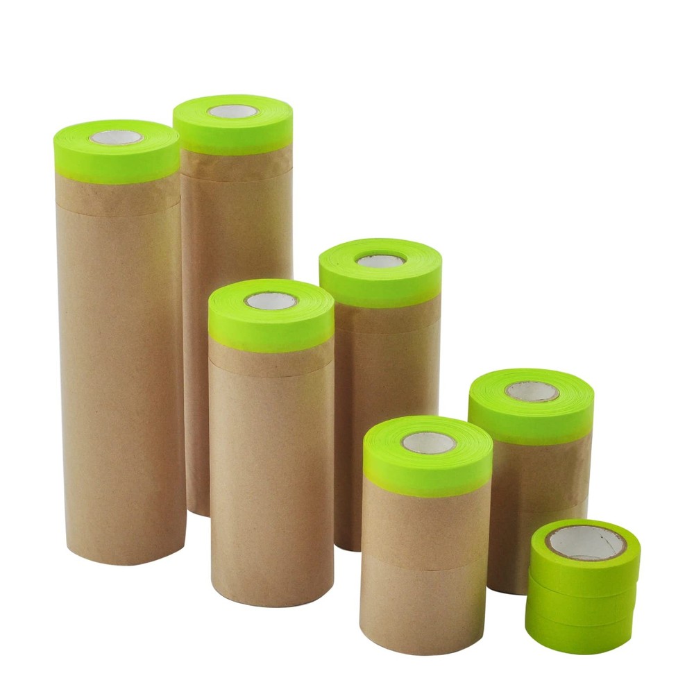 6-Pack Paint Masking Paper with Tape, Assorted Sizes for Easy Drape & Protection