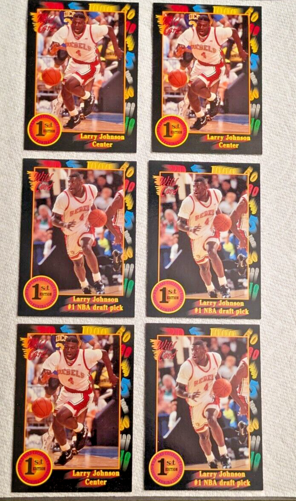 (6) Lot 1992 Wild Card Collegiate LARRY JOHNSON RC #24 1st Edition Rookie - UNLV