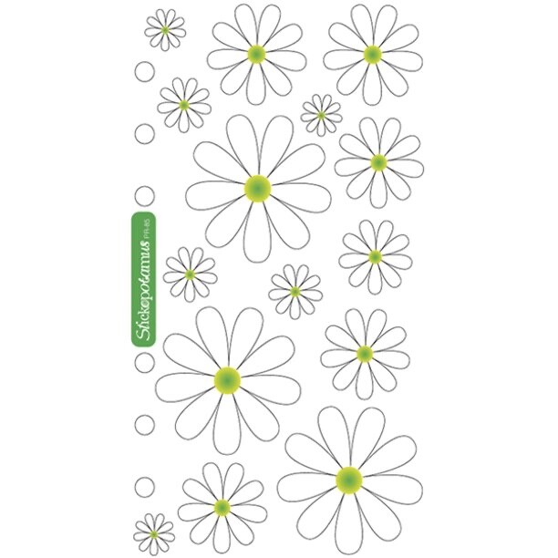 Sticko White Daisy  Flowers Stickers Papercraft DIY Crafts Scrapbook Spring