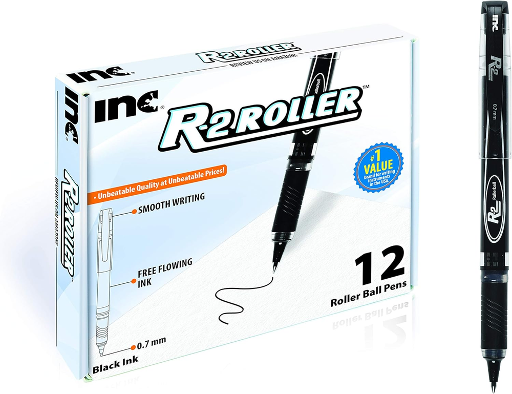 R2 Rollerball Pens - 0.7 Mm Medium-Point Pen Set with Comfort Grip for School, O