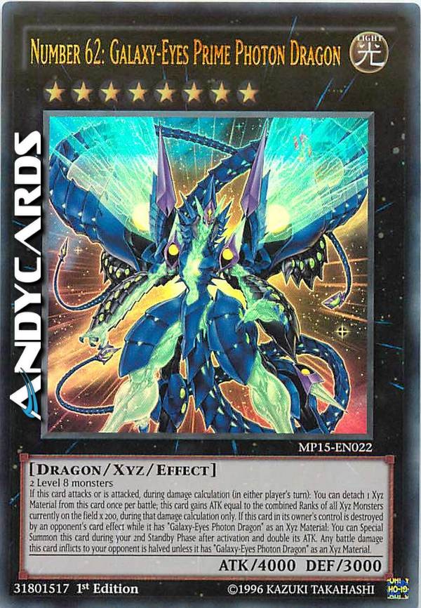 NUMBER 62 GALAXY EYES PRIME PHOTON DRAGON Ultra Rare MP15 EN022 1st Edition Yugioh TCG
