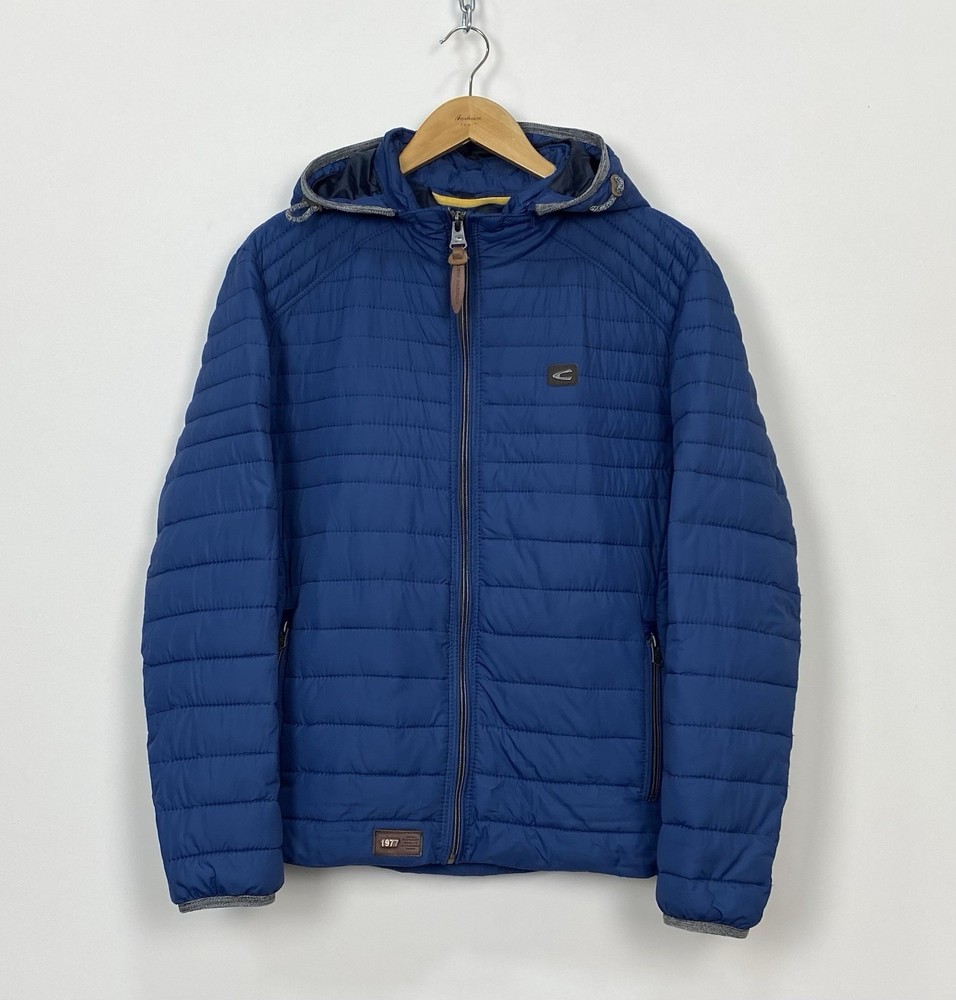 Camel Active Mens Blue Quilted Jacket Size 48 Recycled Polyester Full Zip Top