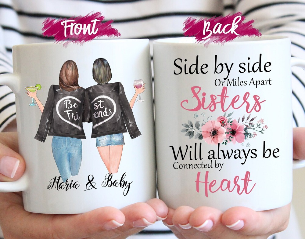 Personalized Mug Big Middle Little Sis Mug Side By Side Or Miles Apart Sisters