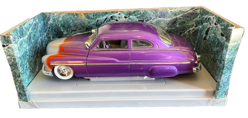 Ertl American Muscle 1949 Merc Lead Sled. Purple & Grey with red flames 1:18