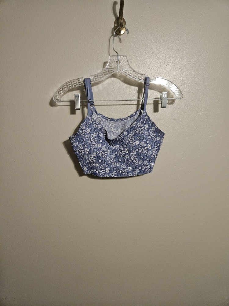 Lucky Brand Wire Free Padded Bra Blue / Floral Print Size Large