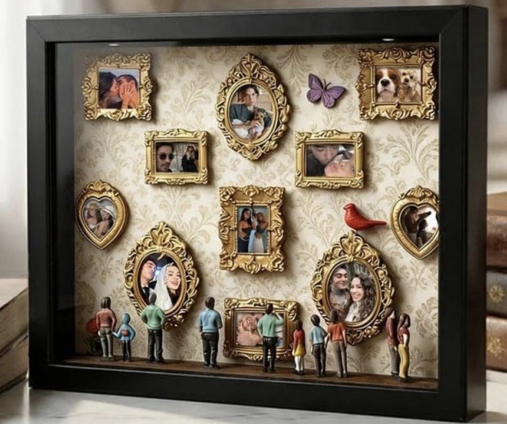 DIY Mini Gold Frames Silhouette Box, Box Frame Kit with Gold Miniature Museum