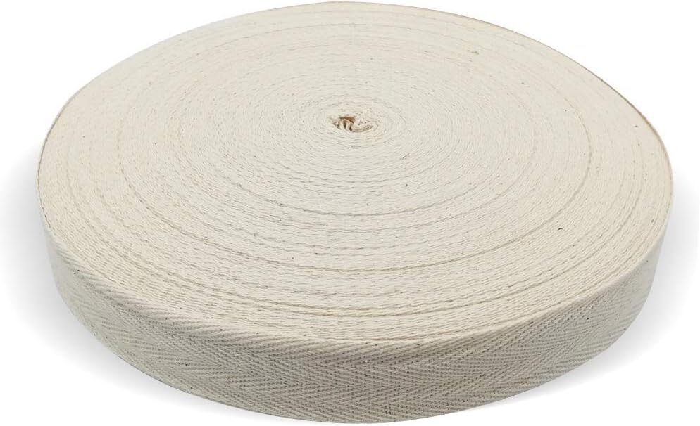 Natural Cotton Twill Tape 55 Yards 1 Inch Bunting Bias Tape Herringbone Webbing