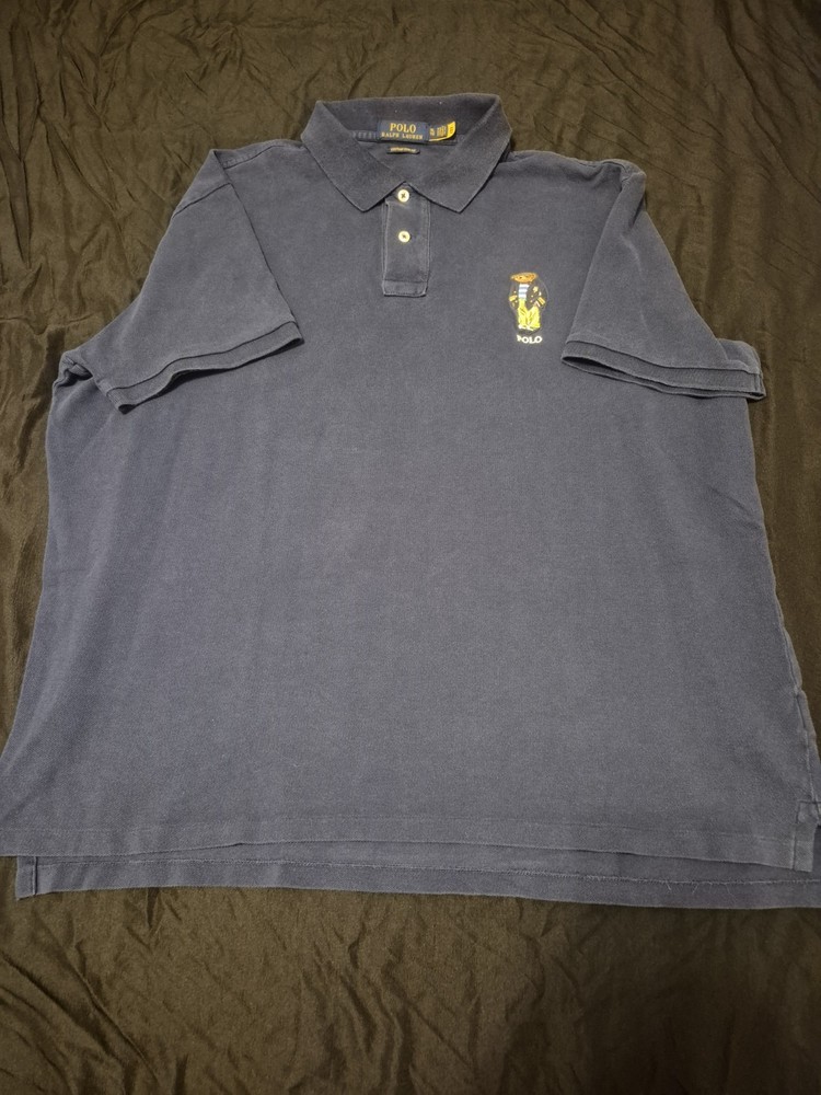 polo ralph lauren polo shirt Bear Custom slim Fit Navy  Size XL