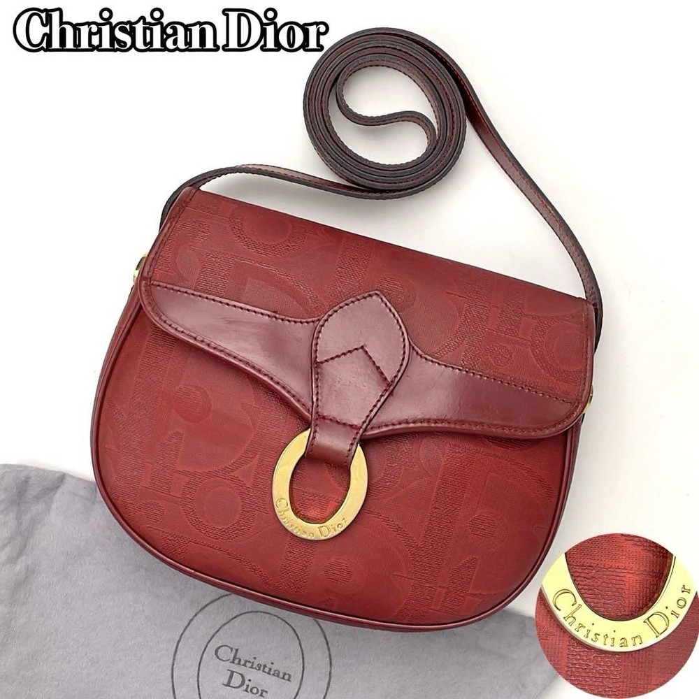 Extreme Dior Shoulder Bag Trotter Oval Metal Leather Red