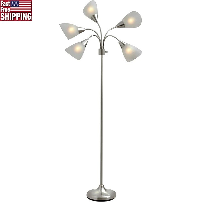 Multi-White Shade Floor Lamp Adjustable Gooseneck Arms Modern Lighting New