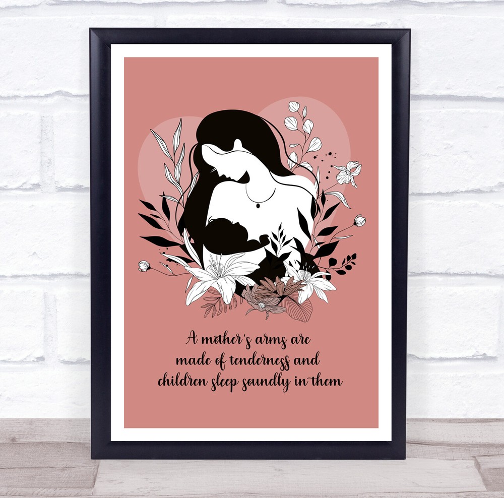 Woman Holding Her Child Flowers Tenderness Personalised Gift Art Print