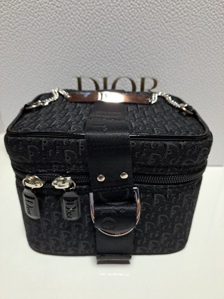 Authentic 2004 Dior Black Canvas Trotter Cosmetic Pouch Unused