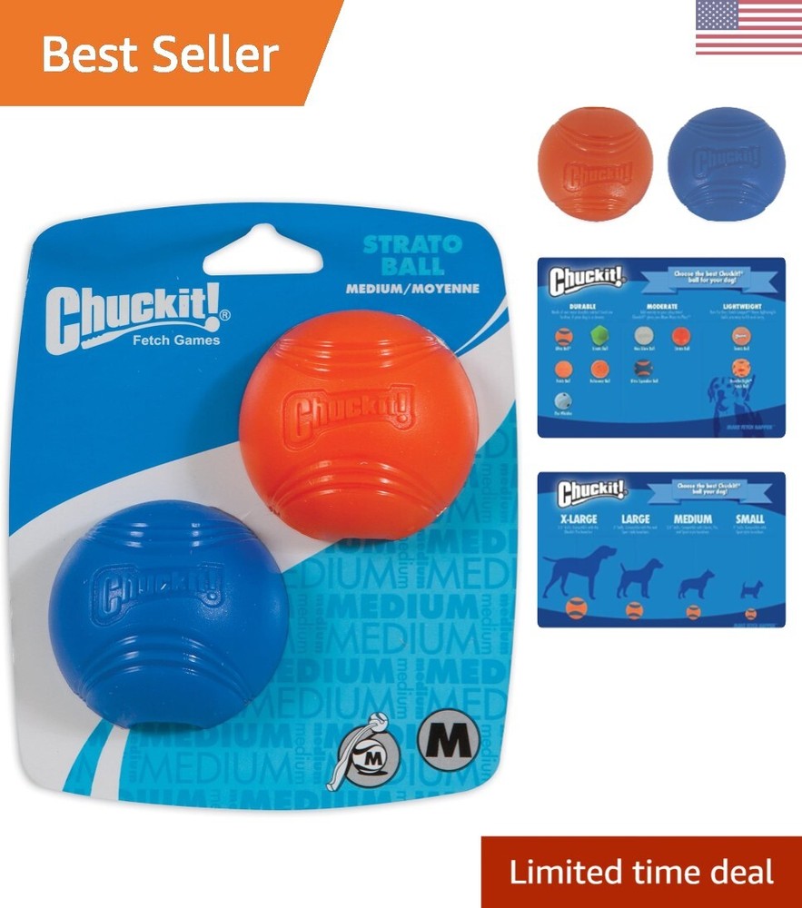 Strato Ball Medium Dog Toy 2-Pack 2.5 Inch Durable Fetch Chew