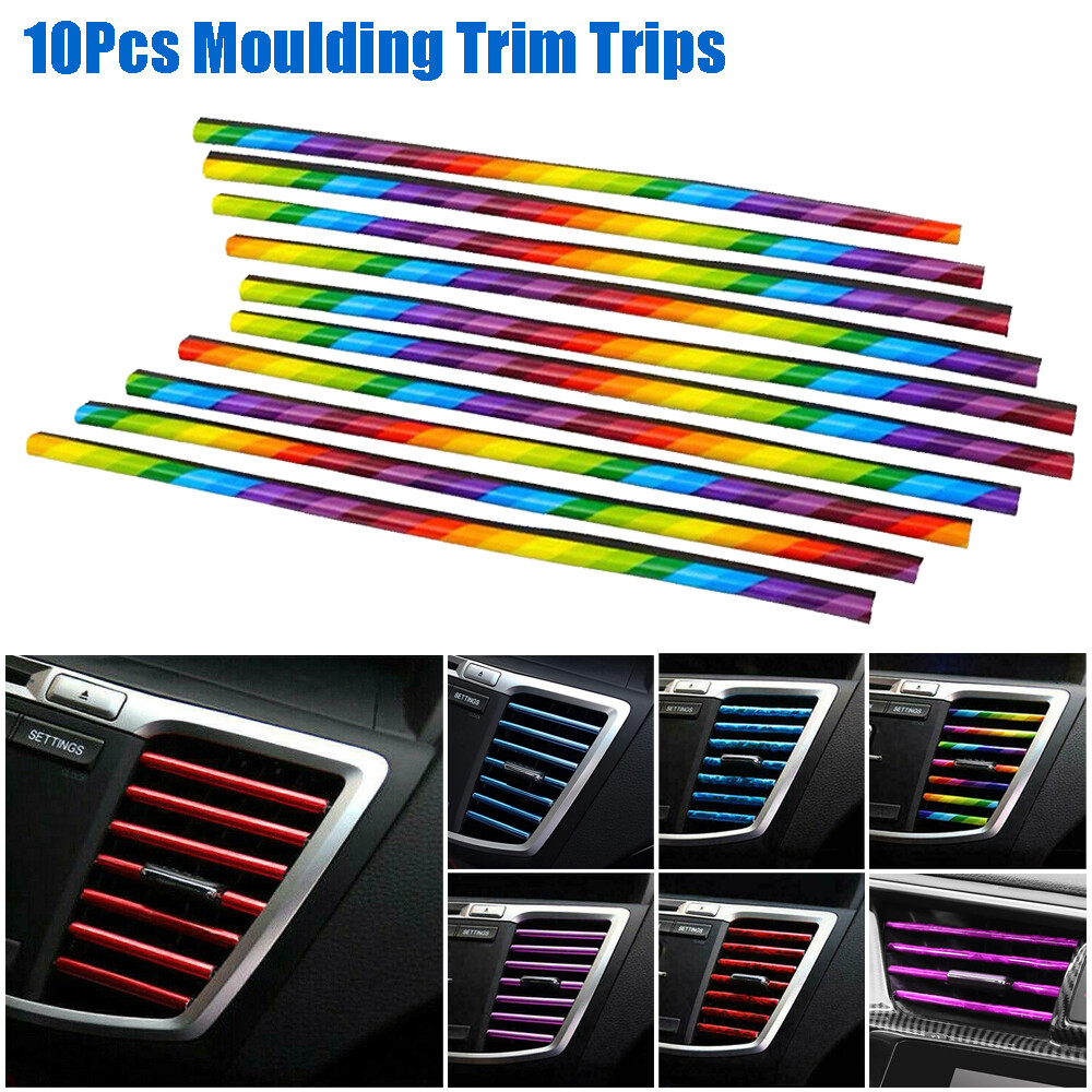 10pcs 20cm Car Interior Auto Air Conditioner Outlet Decoration Strip Accessories