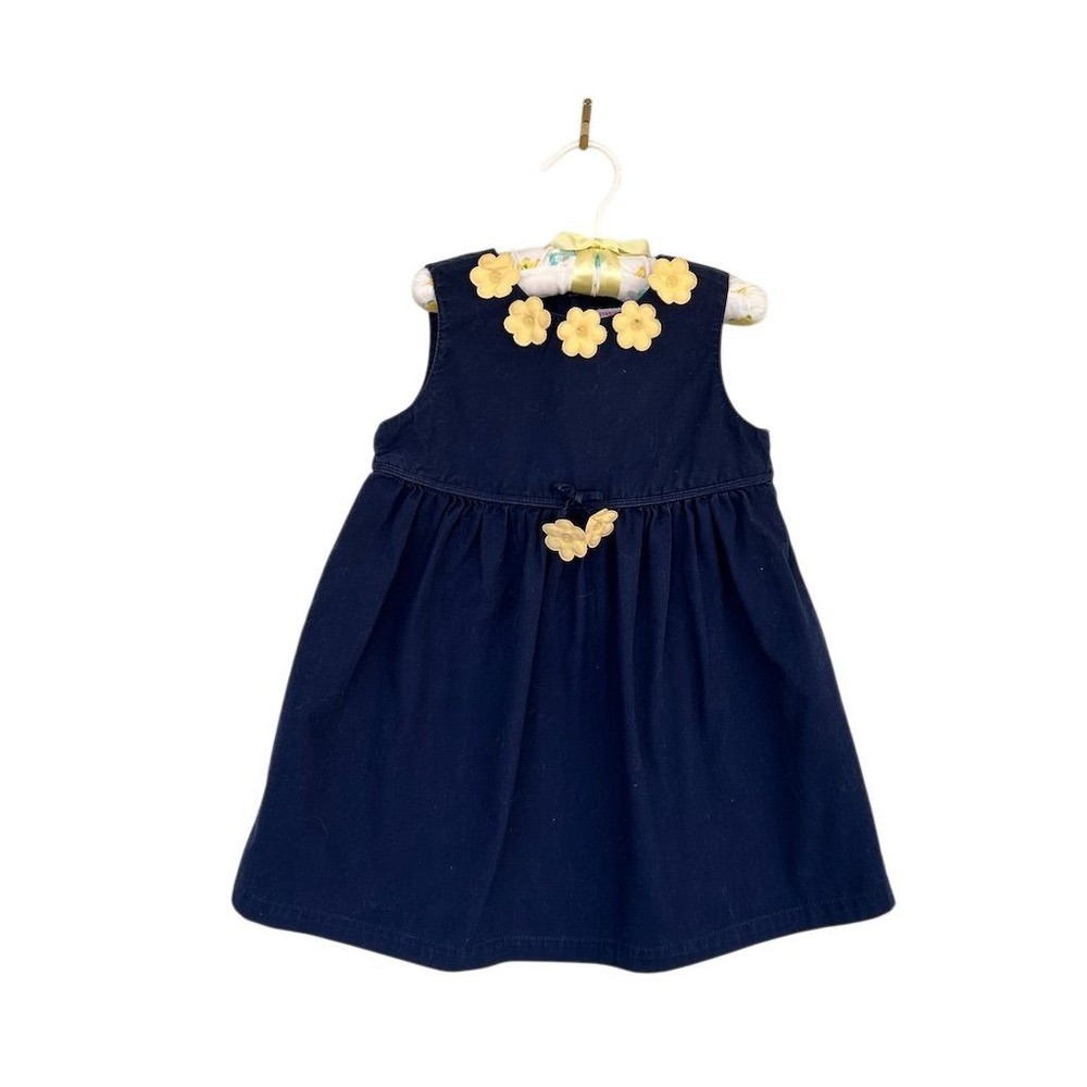 VTG 2002 Y2K Gymboree Girls' 3T Navy Blue Sleeveless Floral Party Dress Summer