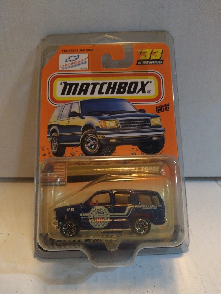 Matchbox USA Series #33 Chevy Tahoe Blue City of Cleveland, Ohio NIP TH LOGO