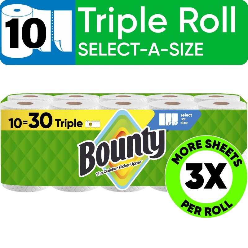 Bounty Select-A-Size Paper Towels 10 Triple Rolls
