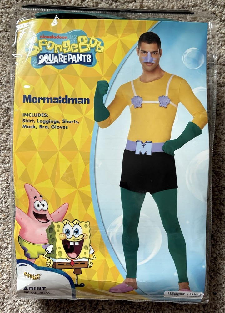 Spongebob Squarepants Mermaidman Halloween Costume Adult Medium Mermaid Man