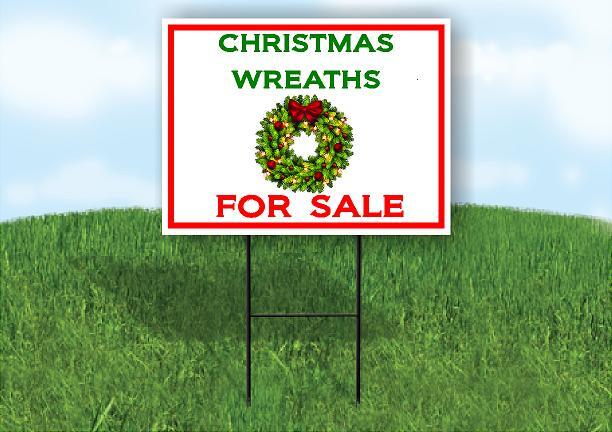 christmas wreaths for sale wreath 18x24 in Yard Road Sign w/ Stand-image